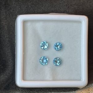AA ROUND BLUE TOPAZ SET OF 4 LOOSE GEMSTONES 5mm 2.15ctw